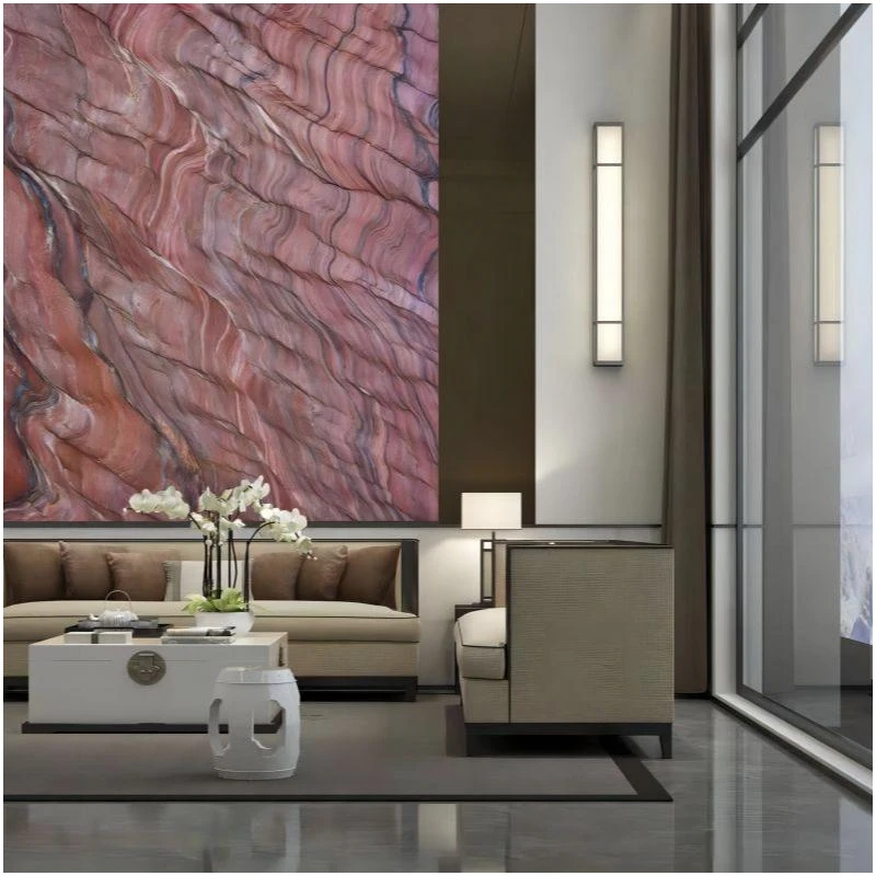 Revolution Quartzite Slabs 1 Revolution Red Quartzite Feature Wall Villa Projects