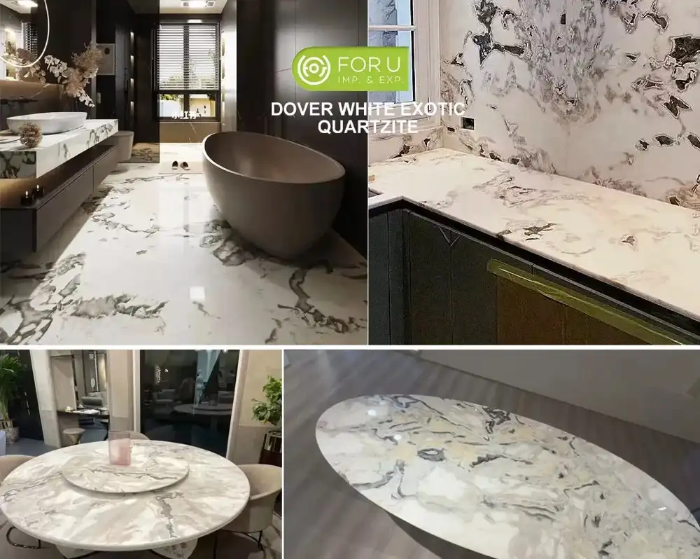 Dover White Quartzite 2 Dover White Quartzite Tiles and Tables Projects-FOR U STONE