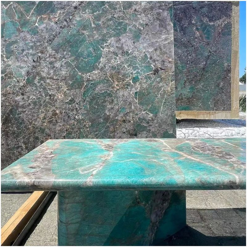 The Splendid Gem of Interiors: Brazilian Amazonite Quartzite 19 AmazoniteQuartziteTablesandE