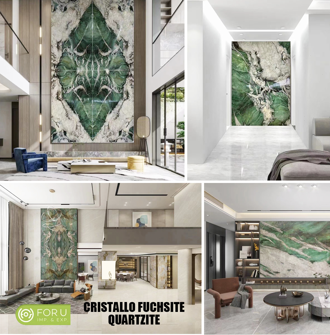 How can the precious material and unique texture of natural luxury stone enhance the taste of space? 16 Cristallo Fuchsite Quartzite Luxury Wall Projects FOR U STONE luxury stone