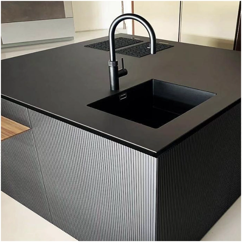 Matt Pure Black Ultra Compact Counterop Slab