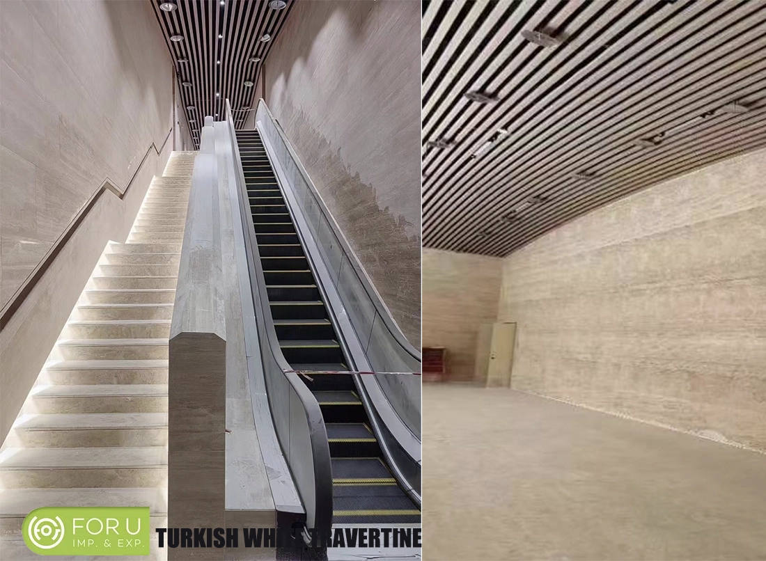 Top 8 Travertine tiles suitable as floor tiles for floor heating systems 17 Turkish White Travertine Tiles For Stairs and Wall in commercial building projects FOR U STONE