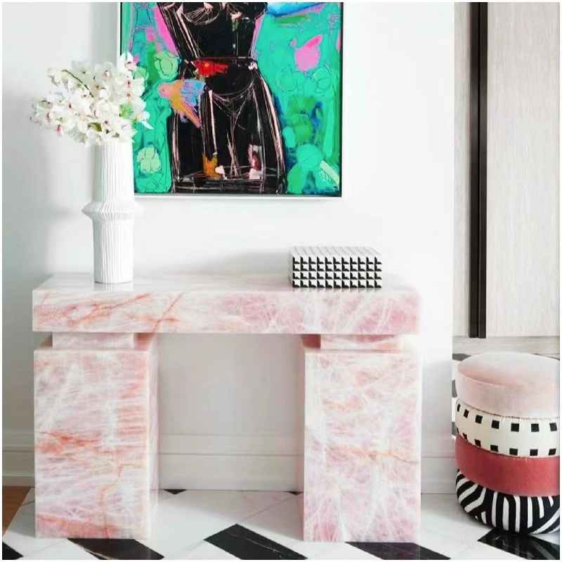 Trending Exotic Quartzite 21 Cristallo Pink Rosa Quartzite Console Tables