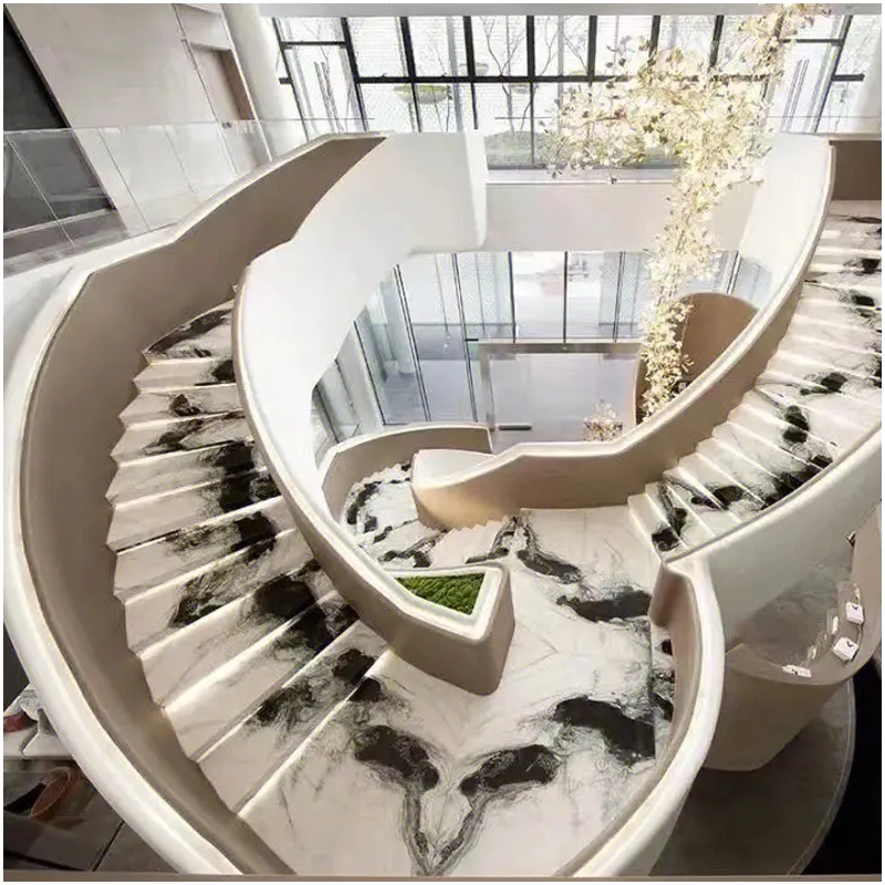 The Art of Custom Marble Stairs 7 Panda White Marble Luxury Stairs Projects FOR U STONE