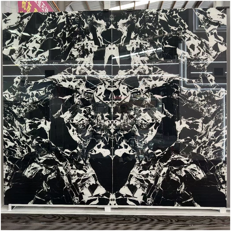Grand Antique Black Marble Crystallized Slab