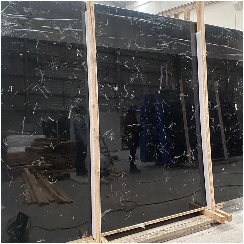 Application of black marble slabs in home design 21 Century Black Ice Flower Marble Slabs