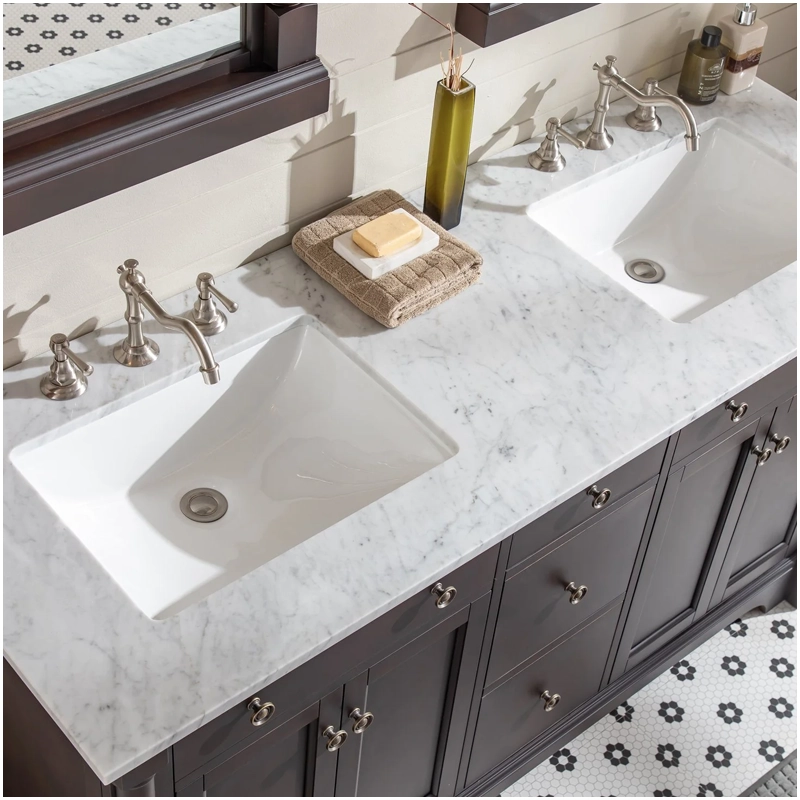 Suitability of marble bathroom countertops 19 Double Sink Bianco Carrara Marble Bathroom Countertops FOR U STONE
