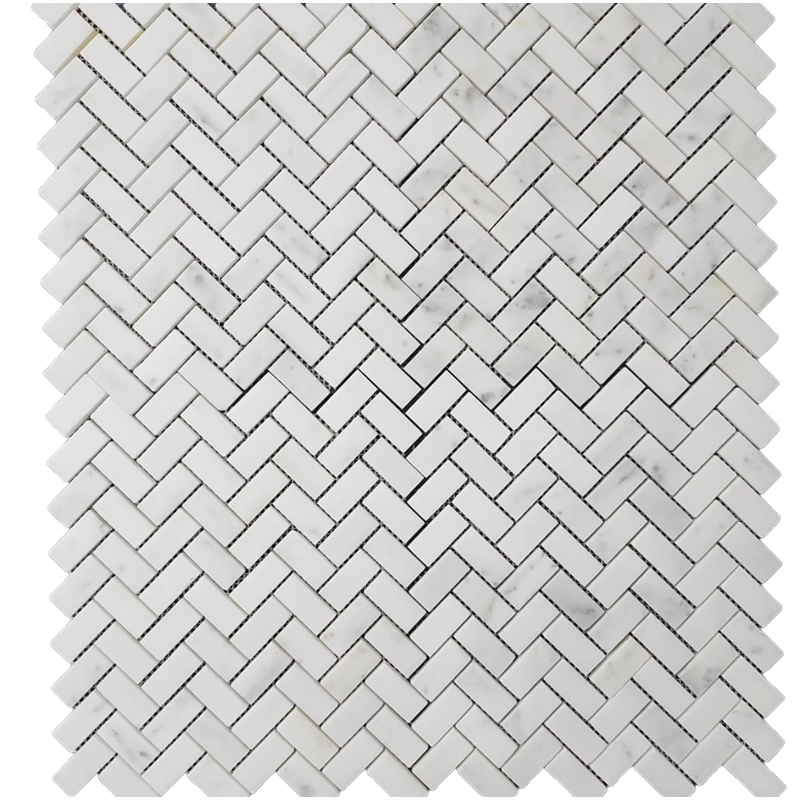 carrara marble herringbone tile