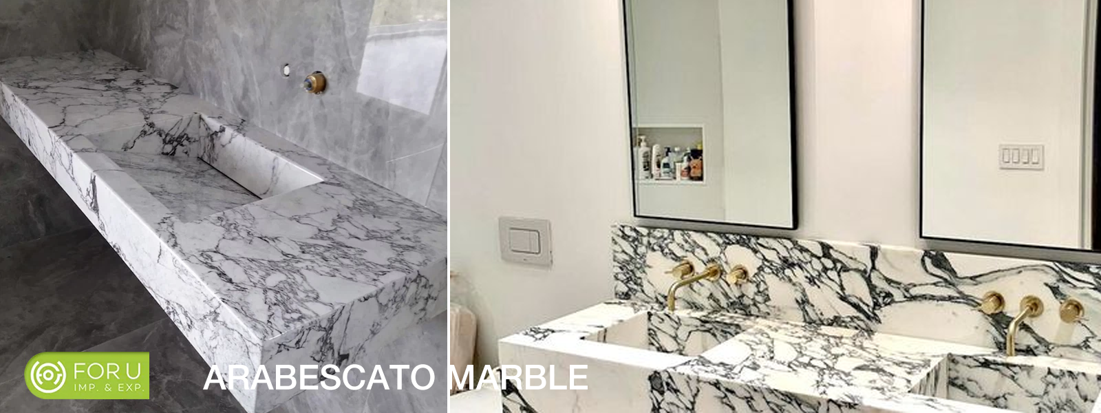 Is marble stain-resistant? 8 Arabescato Marble Integrated Vanity Countertops in Bathroom FOR U STONE