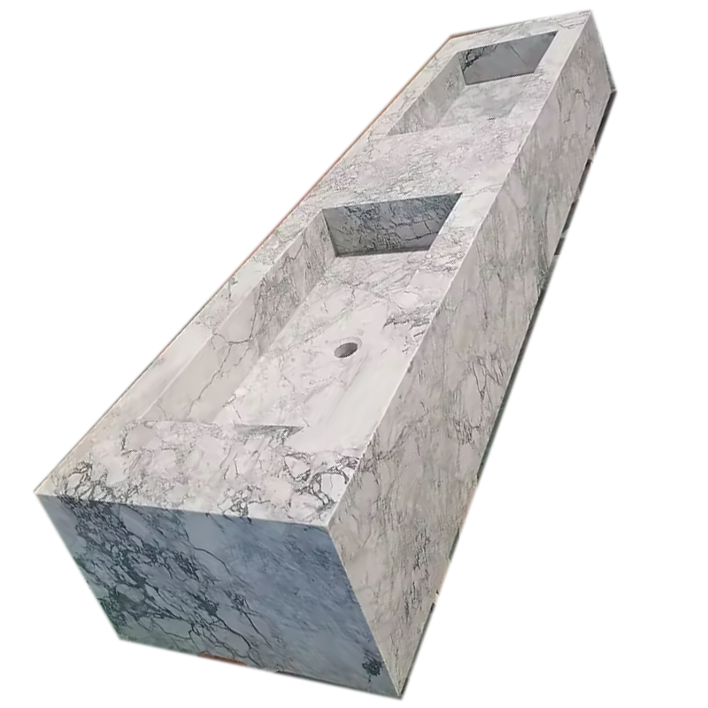 Super White Quartzite Integrated Sink Countertop