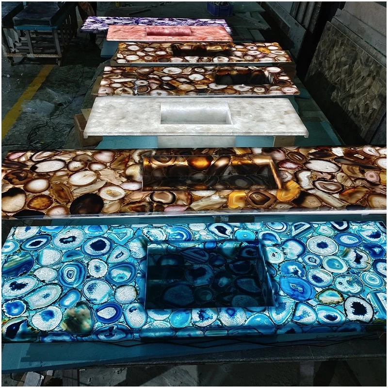 Agate countertops are suitable for various styles of furniture 13 Backlit Aagate Countertops For Kitchen and Bathroom Projects FOR U STONE