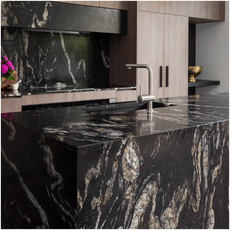 Application of black granite countertops in kitchen 1 Cosmic Black Granite Kitchen Island Countertops FOR U STONE