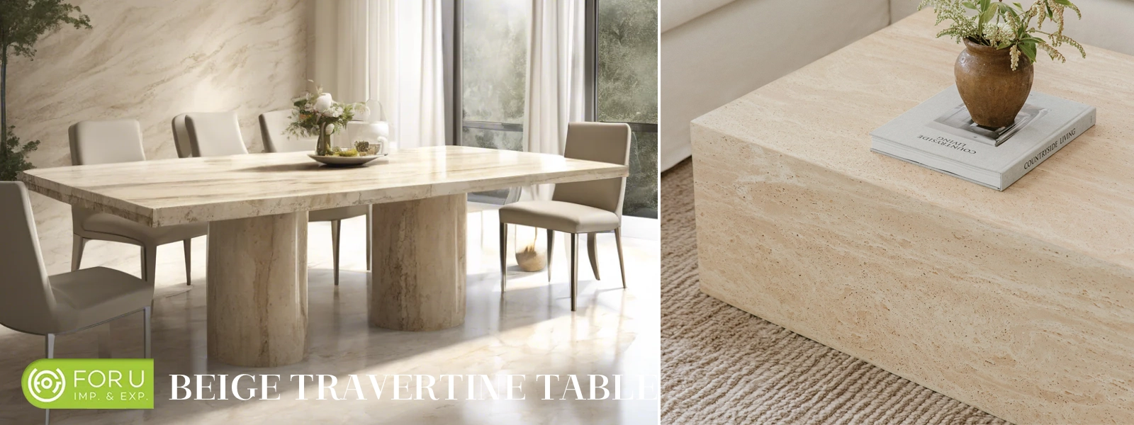 What is travertine and what is the difference between natural travertine and artificial travertine? 15 Beige Travertine Table Collection from FOR U STONE