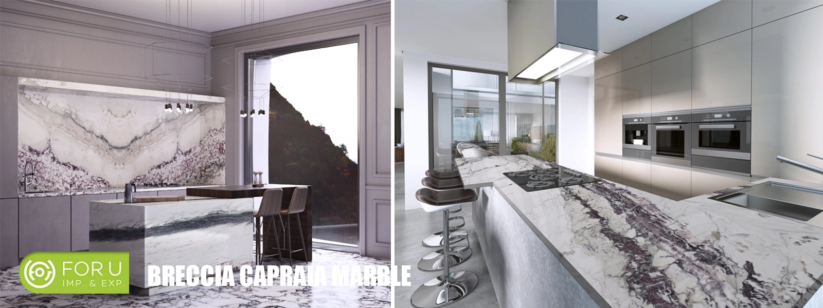 Marble is easy to break? How to prevent it during processing, transportation and installation? 14 Breccia Capraia Marble Kitchen Projects by FOR U STONE