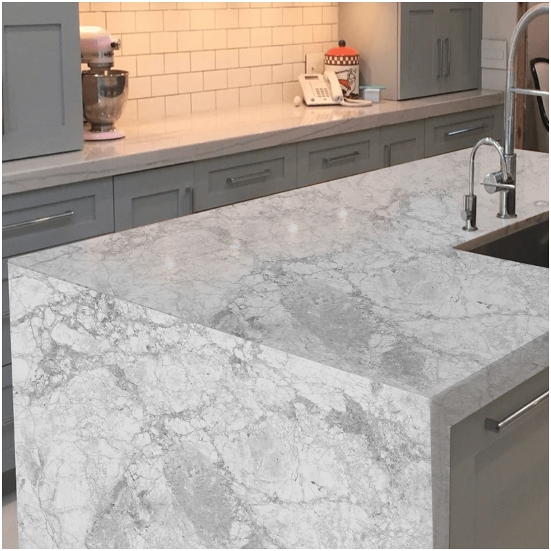The Durability and Elegance of Exotic Super White Quartzite 6 Super White Quartzite Kitchen Waterfall Countertops Supplier FOR U STONE