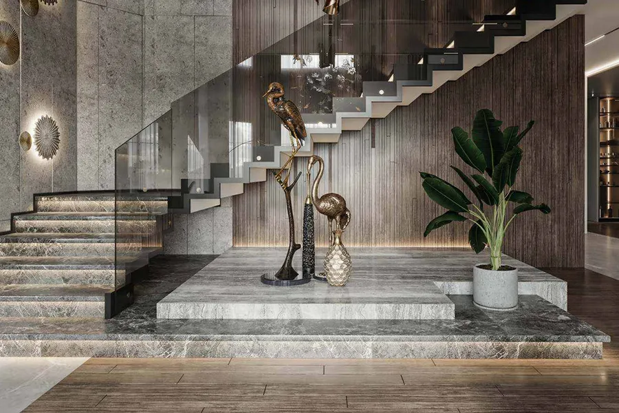 Grey Marble Slabs 5 Grey Marble Stair Case Designs For Villas