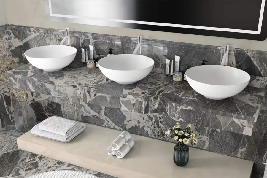 Grey Marble Slabs 3 Panda Grey Marble Wall Hanging Vanity Top projects