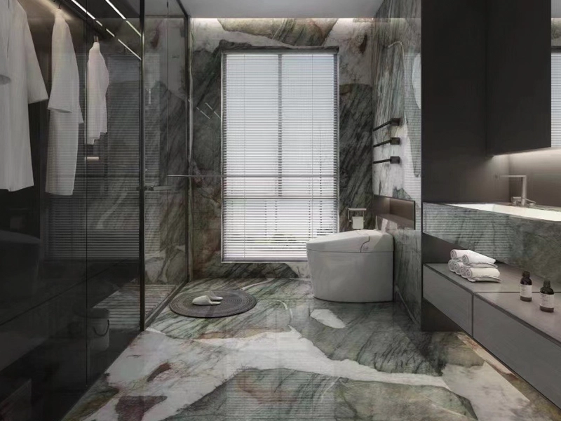 Green Quartzite Slabs 78 Botanic Wave Green Quartzite Luxury Bathroom Floor and Wall