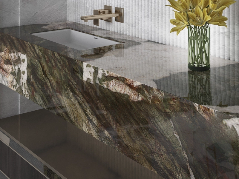 Green Quartzite Slabs 81 Botanic Wave Green Quartzite Vanity Top Projects