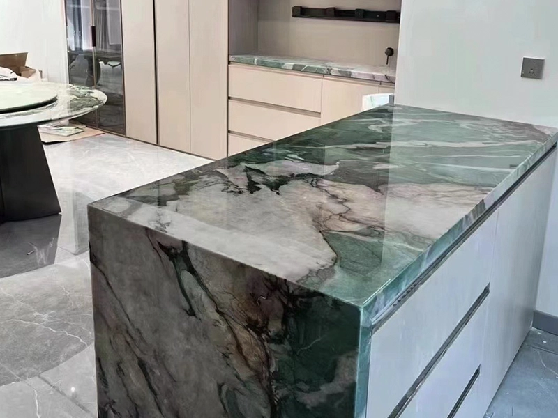 Green Quartzite Slabs 22 Patagonia Green Quartzite Villa Kitchen Benchtops