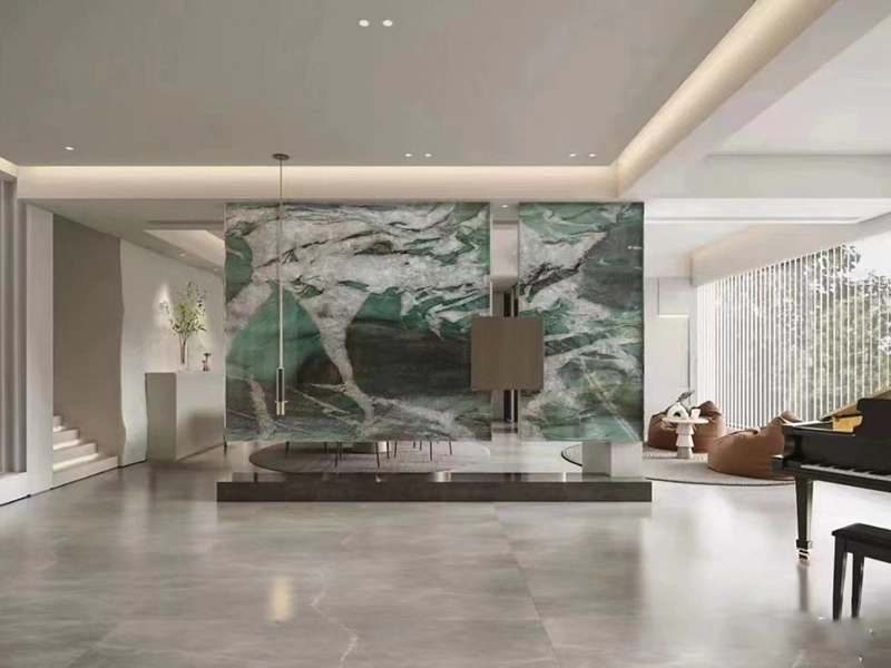 Green Quartzite Slabs 19 Patagonia Green Quartzite Villa Livingroom TV Background