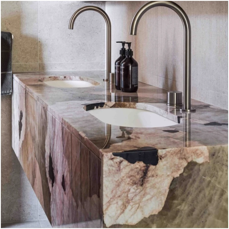 Pink Patagonia Quartzite 1 Pink Patagonia Quartzite Wall Handing Vanity Tops For Luxury Villas
