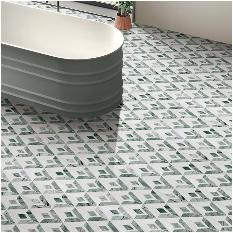 Green Quartzite Slabs 93 Raggio Verde Marble Inlay Medallion Tiles