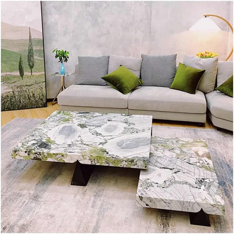 Green Quartzite Slabs 92 White Beauty Green Marble Side Table For Home Furniture